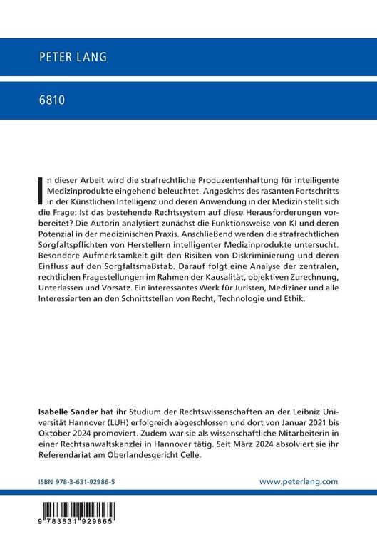 Produktbild: Die strafrechtliche Produzentenhaftung f&uuml;r intelligente Medizinprodukte