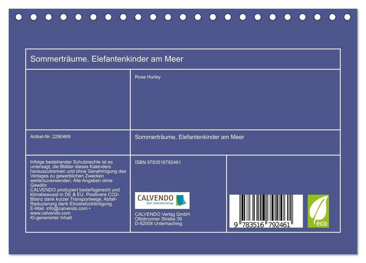 Produktbild: Sommertr&auml;ume. Elefantenkinder am Meer (Tischkalender 2027 DIN A5 quer), CALVENDO Monatskalender