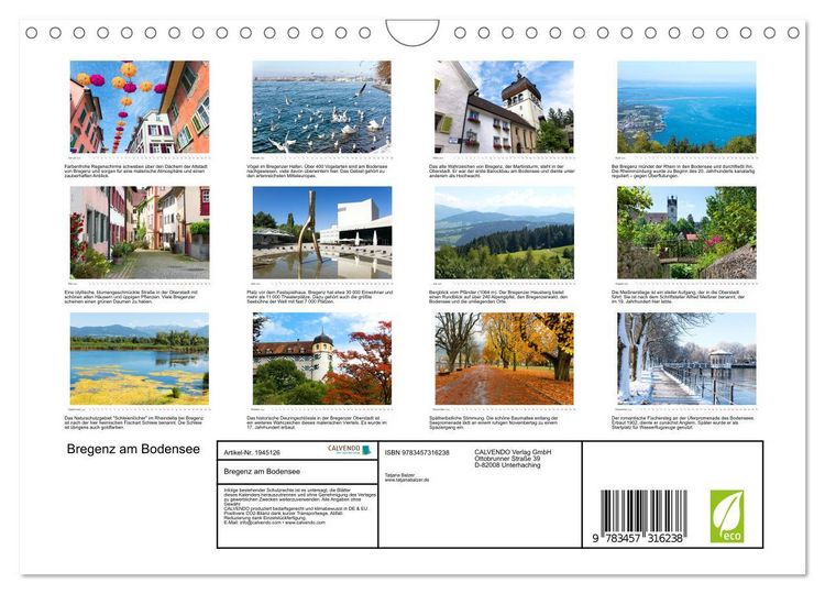 Produktbild: Bregenz am Bodensee (Wandkalender 2026 DIN A4 quer), CALVENDO Monatskalender