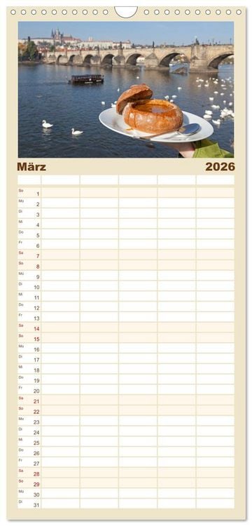 Produktbild: Familienplaner 2026 - Goldenes Prag mit 5 Spalten (Wandkalender, 21 x 45 cm) CALVENDO