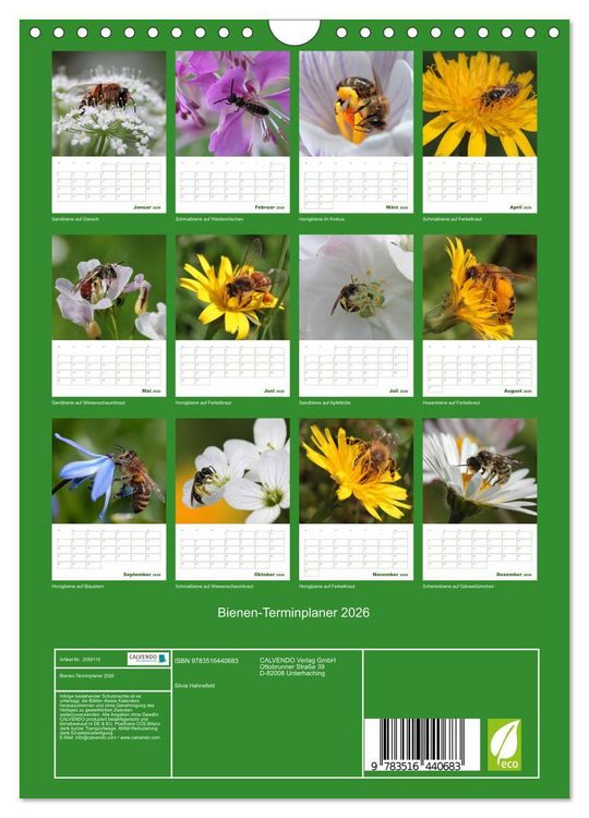 Produktbild: Bienen-Terminplaner 2026 (Wandkalender 2026 DIN A4 hoch), CALVENDO Monatskalender