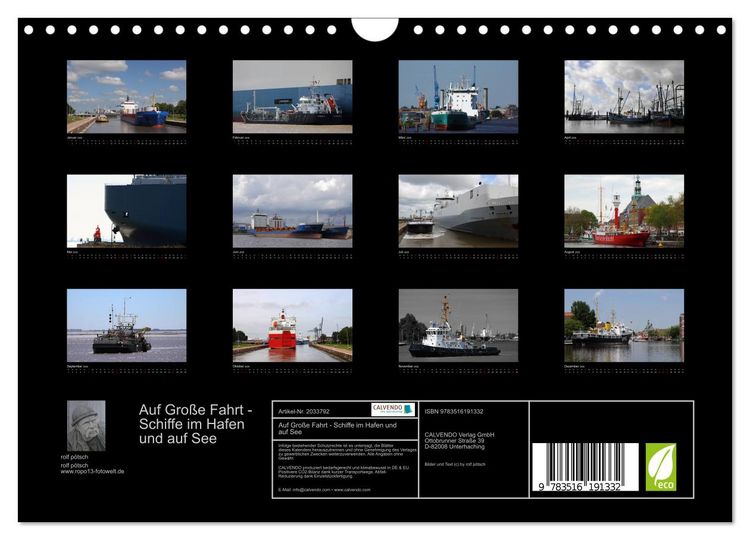 Produktbild: Auf Gro&szlig;e Fahrt - Schiffe im Hafen und auf See (Wandkalender 2026 DIN A4 quer), CALVENDO Monatskalender