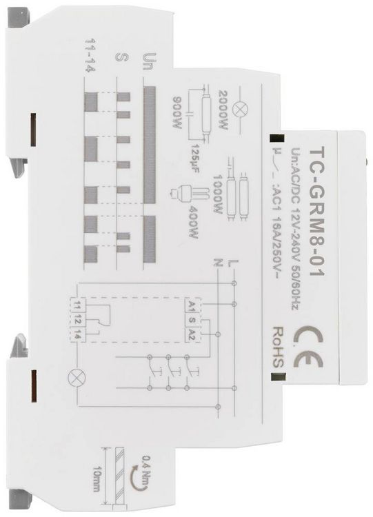 Produktbild: TRU COMPONENTS TC-GRM8-01 Schaltrelais Hutschiene 16A 1St.