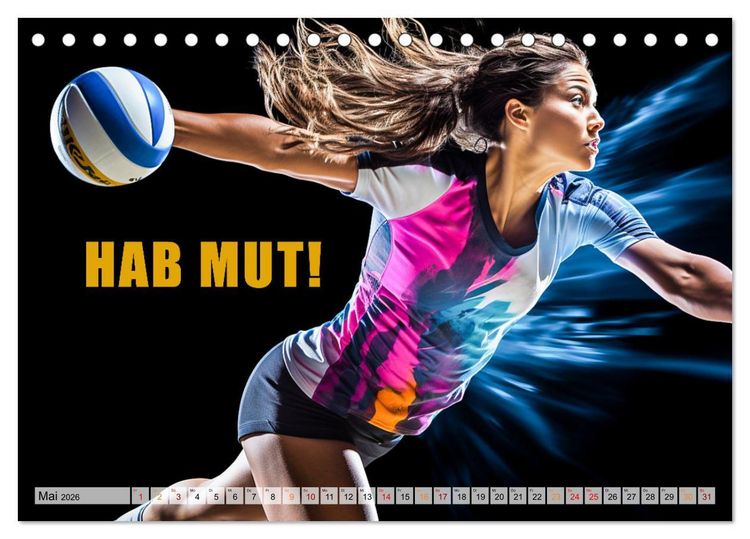 Produktbild: Volleyball und Motivation (Tischkalender 2026 DIN A5 quer), CALVENDO Monatskalender