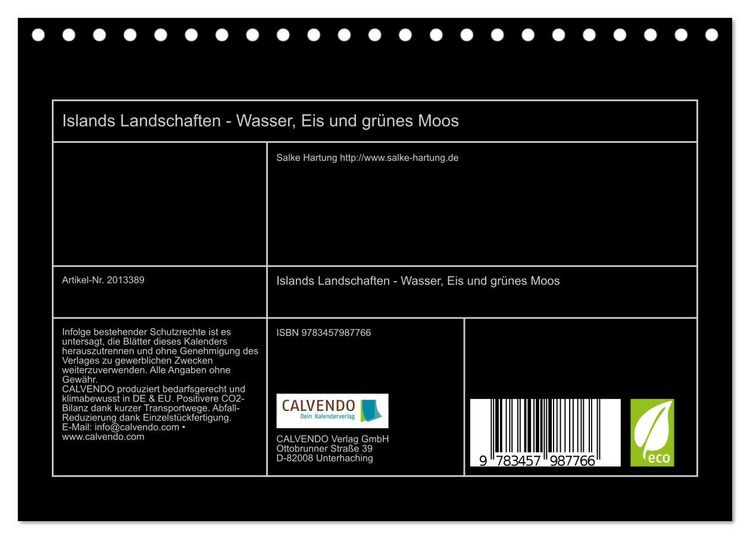 Produktbild: Islands Landschaften - Wasser, Eis und gr&uuml;nes Moos (Tischkalender 2026 DIN A5 quer), CALVENDO Monatskalender