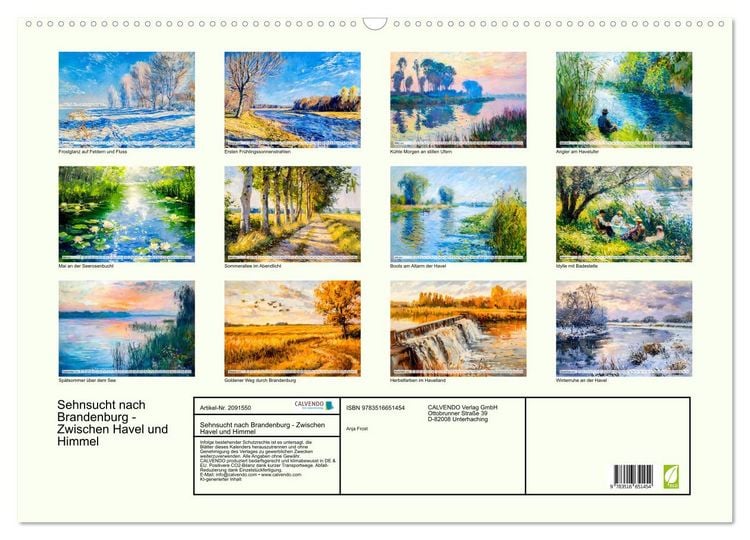 Produktbild: Sehnsucht nach Brandenburg - Zwischen Havel und Himmel (Wandkalender 2026 DIN A2 quer), CALVENDO Monatskalender