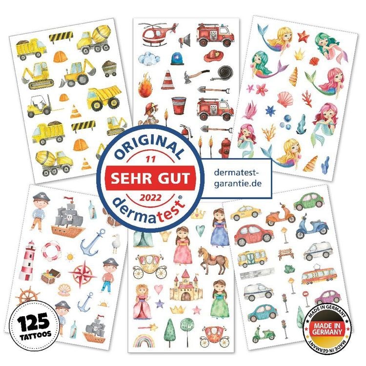 Produktbild: Happy Tatts, Kinder-Tattoos 'Mix' (125 Stk.)