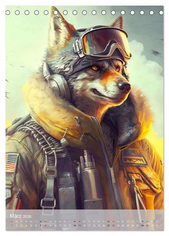 Produktbild: Tierische Krieger. Pelzige Soldaten im aktiven Dienst des Milit&auml;rs (Tischkalender 2026 DIN A5 hoch), CALVENDO Monatskalender