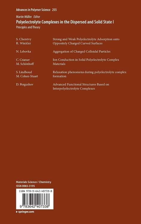Produktbild: Polyelectrolyte Complexes in the Dispersed and Solid State I