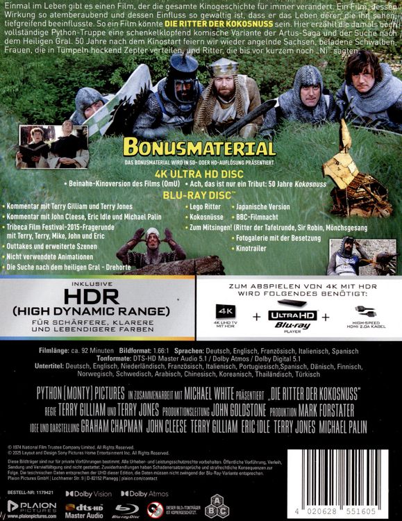 Produktbild: Monty Python - Die Ritter der Kokosnuss - Limitiertes Steelbook (4K Ultra HD+Blu-ray)