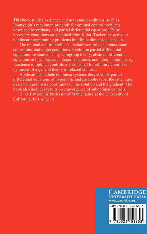 Produktbild: Infinite Dimensional Optimization and Control Theory