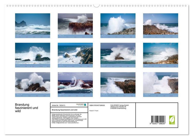 Produktbild: Brandung faszinierent und wild (hochwertiger Premium Wandkalender 2026 DIN A2 quer), Kunstdruck in Hochglanz