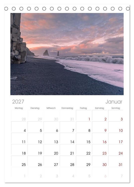 Produktbild: Tischplaner 2027 - Naturwunder in Island (A5 Tischkalender zum Aufstellen) CALVENDO