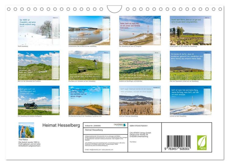 Produktbild: Heimat Hesselberg (Wandkalender 2026 DIN A4 quer), CALVENDO Monatskalender