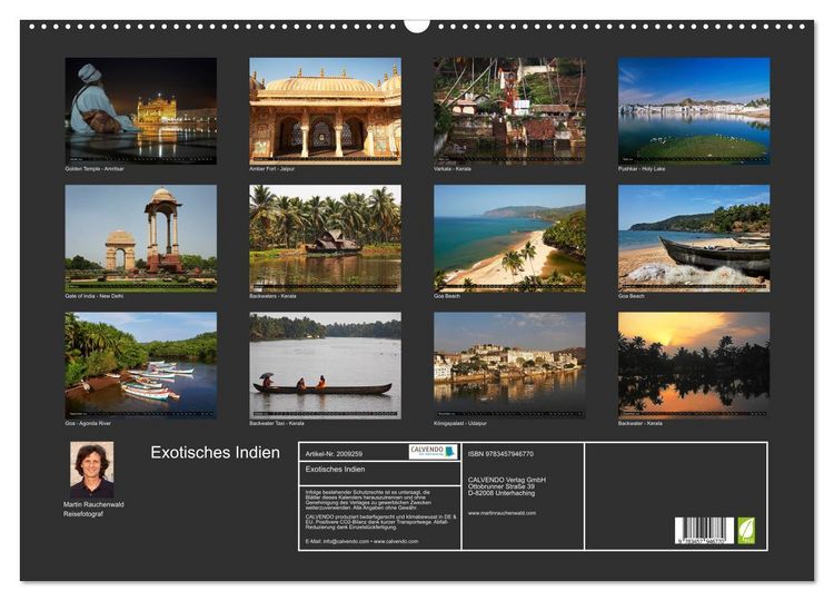 Produktbild: Exotisches Indien (Wandkalender 2026 DIN A2 quer), CALVENDO Monatskalender