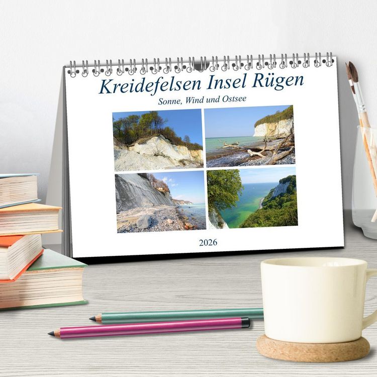 Produktbild: Kreidefelsen Insel R&uuml;gen - Sonne, Wind und Ostsee (Tischkalender 2026 DIN A5 quer), CALVENDO Monatskalender