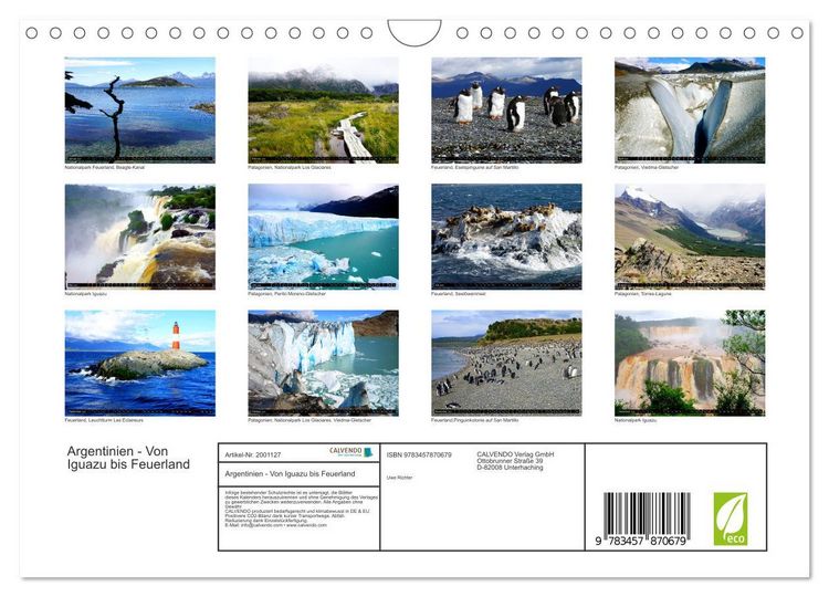 Produktbild: Argentinien - Von Iguazu bis Feuerland (Wandkalender 2026 DIN A4 quer), CALVENDO Monatskalender