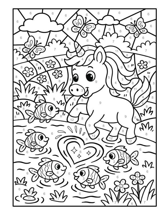 Produktbild: Malen nach Zahlen Einhorn Malbuch f&uuml;r Kinder ab 5&ndash;7 Jahren