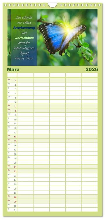 Produktbild: Familienplaner 2026 - YouFeelGood - Positive Impulse f&uuml;r mehr Selbstbewusstsein und Selbstvertrauen mit 5 Spalten (Wandkalender, 21 x 45 cm) CALVENDO