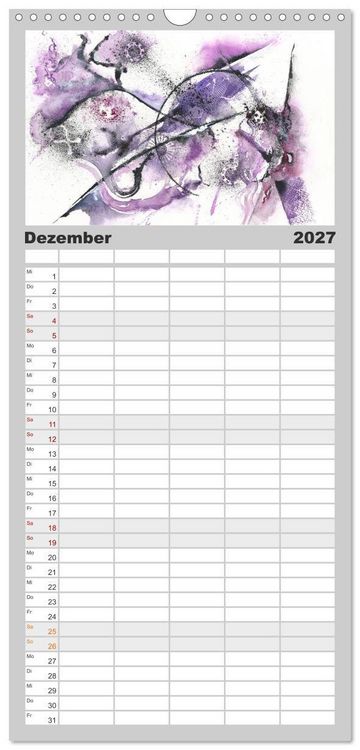 Produktbild: Familienplaner 2027 - Abstrakte Aquarelle mit 5 Spalten (Wandkalender, 21 x 45 cm) CALVENDO