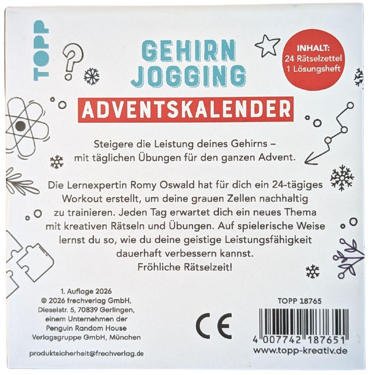 Produktbild: Gehirnjogging &ndash; Adventskalender