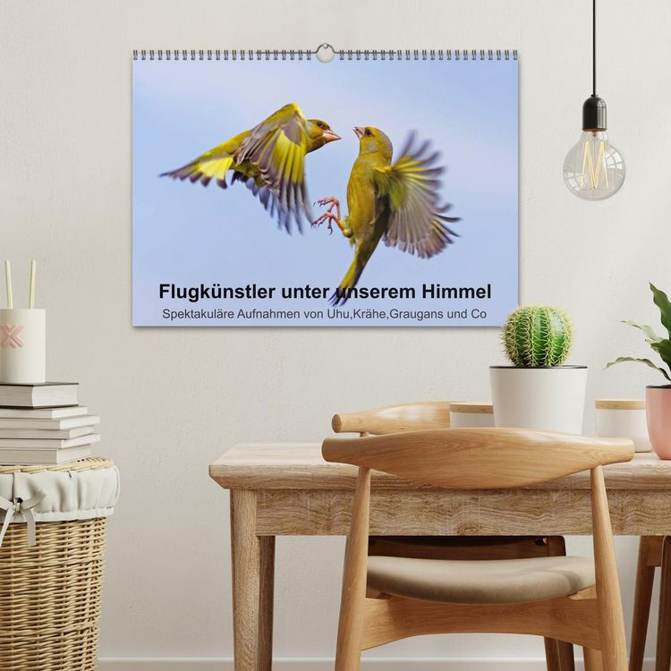 Produktbild: Flugk&uuml;nstler unter unserem Himmel - Spektakul&auml;re Aufnahmen von Uhu,Kr&auml;he,Graugans und Co (Wandkalender 2026 DIN A3 quer), CALVENDO Monatskalender