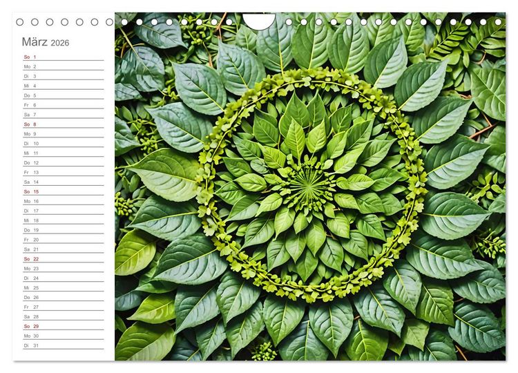 Produktbild: Natural Mandalas - Kraftvolle KI Mandalas aus Naturmaterialien (Wandkalender 2026 DIN A4 quer), CALVENDO Monatskalender