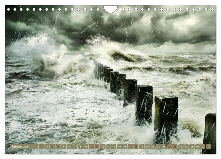 Produktbild: Sturmwarnung an der K&uuml;ste (Wandkalender 2026 DIN A4 quer), CALVENDO Monatskalender