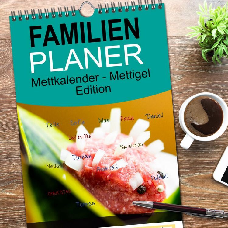 Produktbild: Familienplaner 2026 - Mettkalender - Mettigel Edition mit 5 Spalten (Wandkalender, 21 x 45 cm) CALVENDO