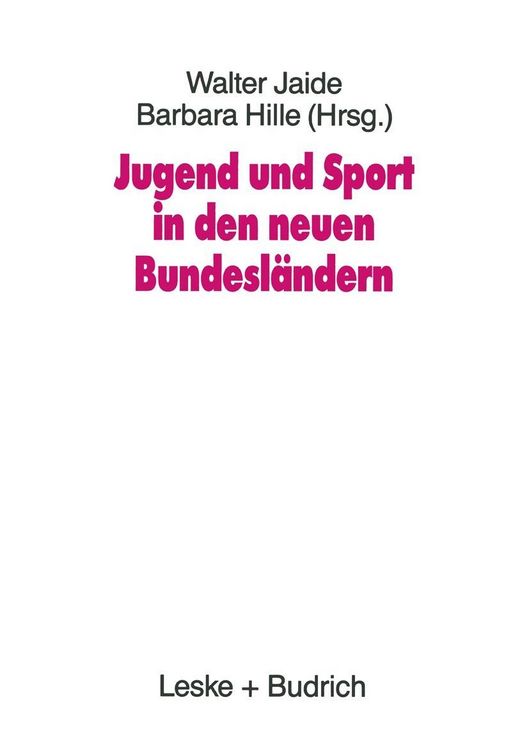 Produktbild: Jugend und Sport in den neuen Bundesl&auml;ndern
