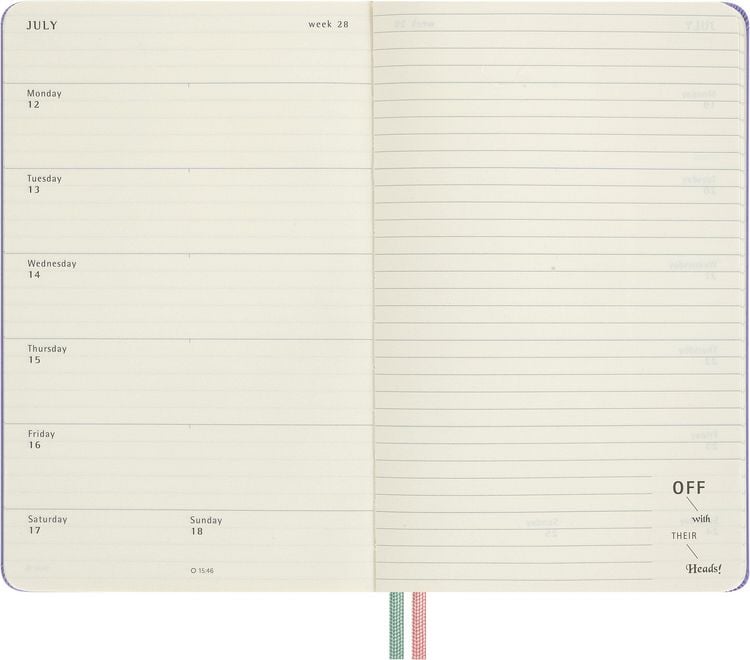Produktbild: Moleskine Alice im Wunderland 18 Monate Wochen-Notizkalender 2026/2027, L/A5, 1 Wo = 1 Seite, fester Einband