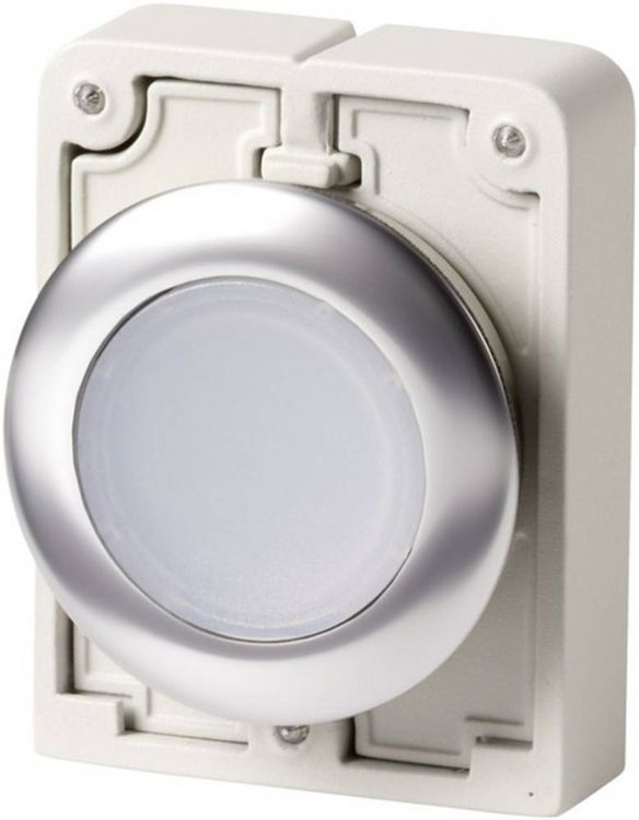 Produktbild: Eaton 182950 M30C-FDRL-W Druckschalter flach, rund, verchromt Wei&szlig; 1St.