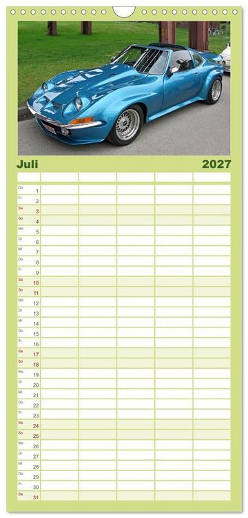 Produktbild: Familienplaner 2027 - Automobile Tr&auml;ume der 70er mit 5 Spalten (Wandkalender, 21 x 45 cm) CALVENDO