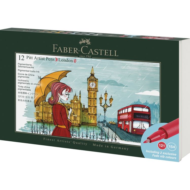 Produktbild: Faber-Castell Tuschestift Pitt Artist Pen, 12er Geschenk Set London