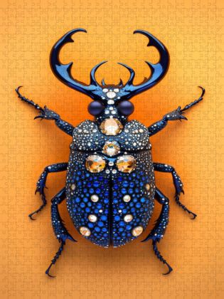 Produktbild: CALVENDO Puzzle K&auml;fer-Saphir - Edelstein Insekt | 1000 Teile Lege-Gr&ouml;&szlig;e 64x48cm Foto-Puzzle f&uuml;r gl&uuml;ckliche Stunden