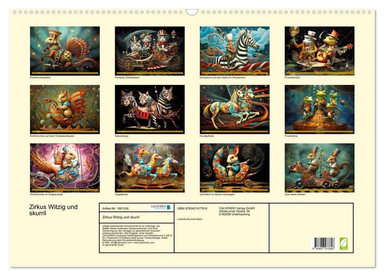 Produktbild: Zirkus Witzig und skurril (Wandkalender 2026 DIN A2 quer), CALVENDO Monatskalender