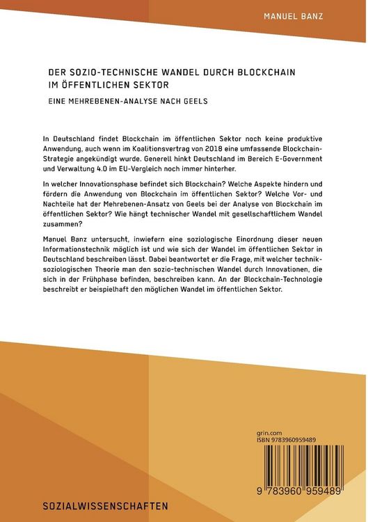 Produktbild: Der sozio-technische Wandel durch Blockchain im &ouml;ffentlichen Sektor