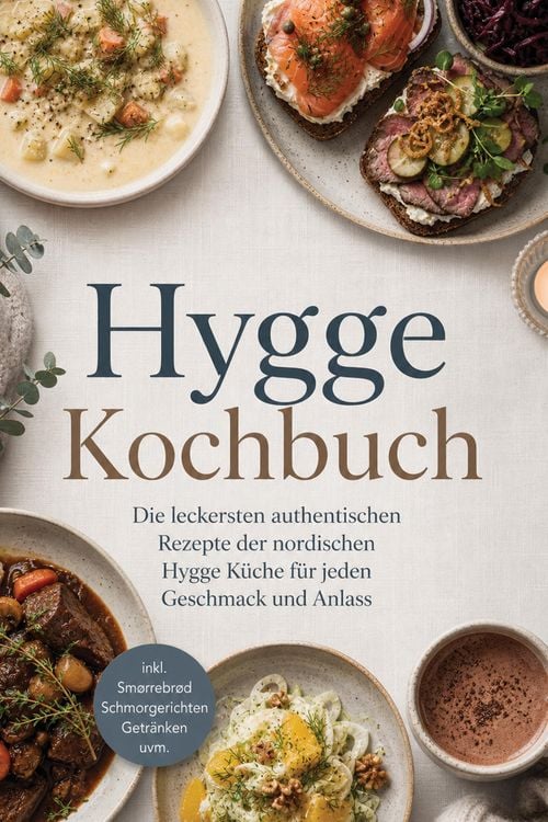 Produktbild: Hygge Kochbuch: Die leckersten authentischen Rezepte der nordischen Hygge K&uuml;che f&uuml;r jeden Geschmack und Anlass - inkl. Sm&oslash;rrebr&oslash;d, Schmorgerichten, Ge