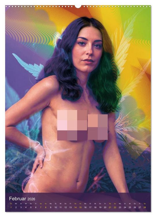 Produktbild: Psychodelic -Sexy Girls & Cannabis (Wandkalender 2026 DIN A2 hoch), CALVENDO Monatskalender