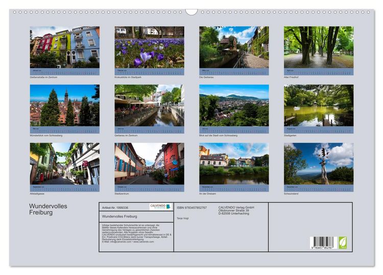 Produktbild: Wundervolles Freiburg (Wandkalender 2026 DIN A2 quer), CALVENDO Monatskalender