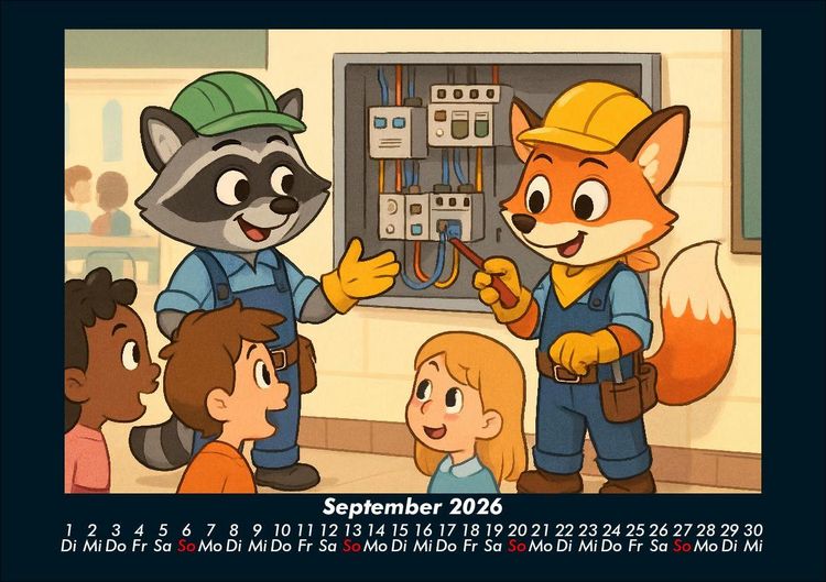 Produktbild: Rocco & Finn - Auf dem Weg zum Elektriker 2026 Fotokalender DIN A5