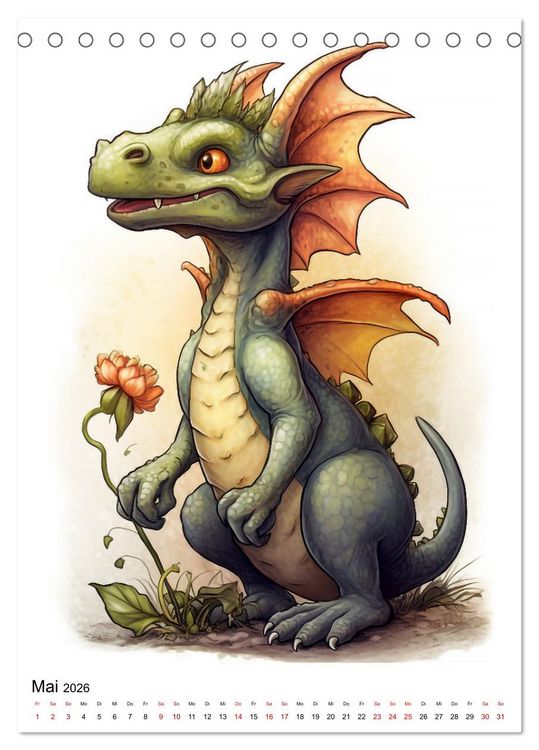Produktbild: Drachen Kinder (Tischkalender 2026 DIN A5 hoch), CALVENDO Monatskalender