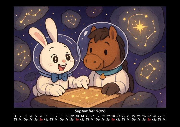 Produktbild: Bouncy & Huf - Im Weltraum 2026 Fotokalender DIN A3