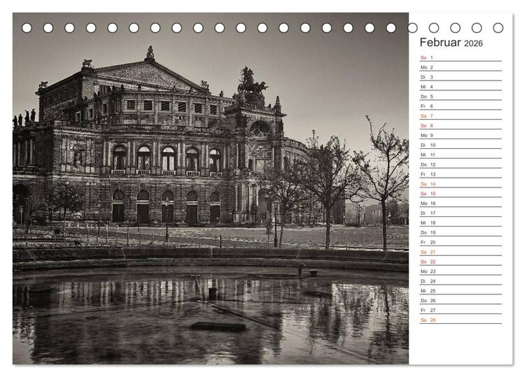Produktbild: Dresden Schwarz-Wei&szlig; (Tischkalender 2026 DIN A5 quer), CALVENDO Monatskalender