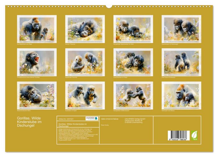 Produktbild: Gorillas. Wilde Kinderstube im Dschungel (hochwertiger Premium Wandkalender 2027 DIN A2 quer), Kunstdruck in Hochglanz