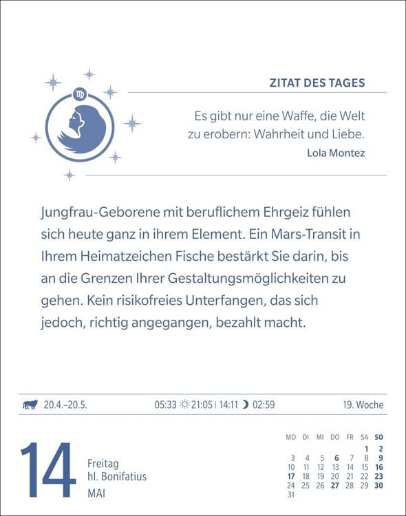 Produktbild: Jungfrau Sternzeichenkalender 2027 - Tagesabrei&szlig;kalender - Ihr Horoskop f&uuml;r jeden Tag