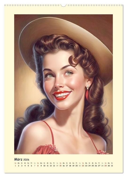Produktbild: Vintage Girls. Die sch&ouml;nsten Pin-up Gesichter (Wandkalender 2026 DIN A2 hoch), CALVENDO Monatskalender