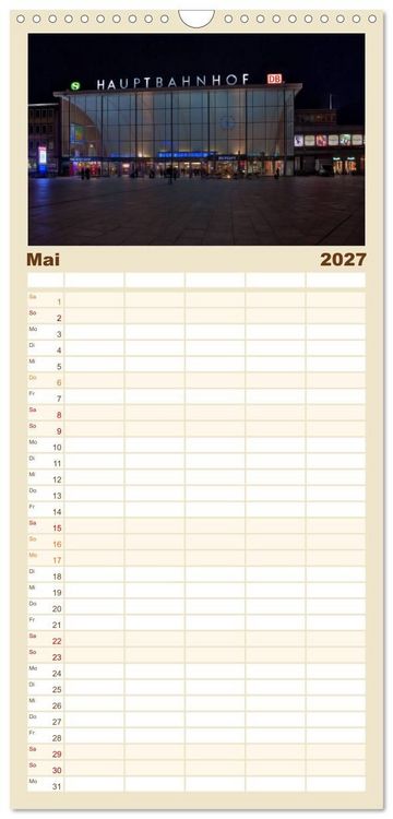 Produktbild: Familienplaner 2027 - K&ouml;ln bei Nacht mit 5 Spalten (Wandkalender, 21 x 45 cm) CALVENDO