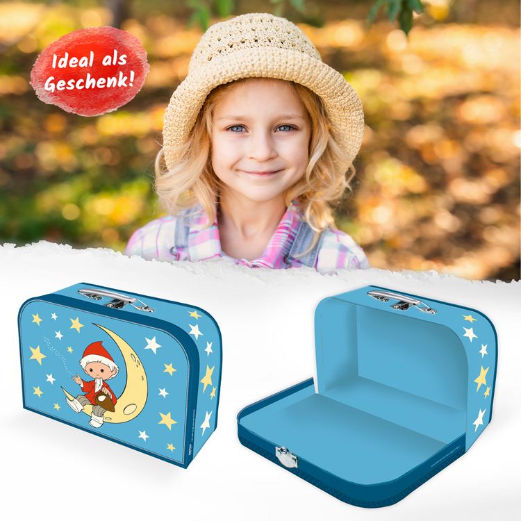 Produktbild: Tr&ouml;tsch Kinderkoffer "Sandmann" Mond gro&szlig;, Pappkoffer, Koffer aus Pappe, Geschenk Verpackung, Gutschein Verpackung,Spielkoffer, Metallgriff und Metallhenkel, Reisekoffer Kinder