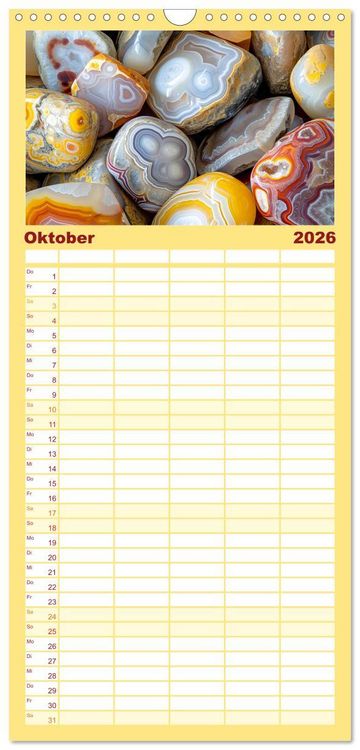 Produktbild: Familienplaner 2026 - Achat-Rhapsodie - Farbige Flussl&auml;ufe in Bandachaten und Quarz mit 5 Spalten (Wandkalender, 21 x 45 cm) CALVENDO